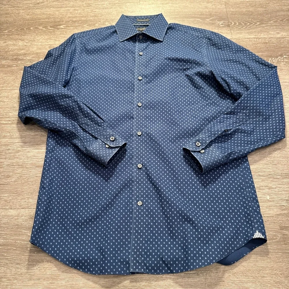 Banana Republic Shirt Mens M Blue Cotton Non-Iron Camden Fit Paisley Business